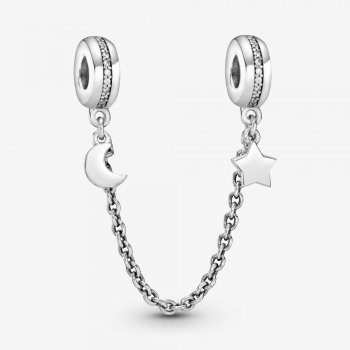 Half Moon and Star Safety Chain Charm 797512CZ