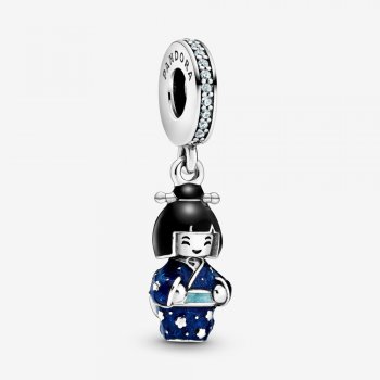Japanese Doll in Blue Kimono Dangle Charm 798595C01