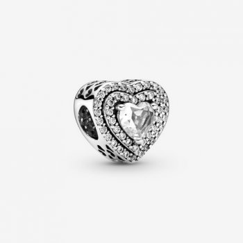 Sparkling Leveled Hearts Charm Sterling silver 799218C01