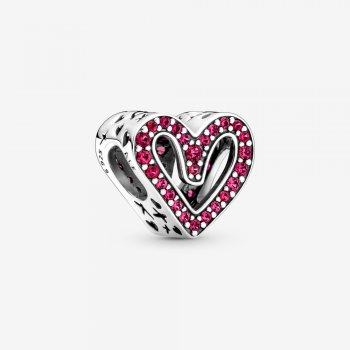 Sparkling Ruby Red Freehand Heart Charm 798692C02