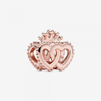 Crown and Entwined Hearts Charm Rose gold plated 787670
