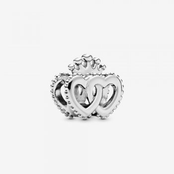 Crown and Interwined Hearts Charm Sterling silver 797670