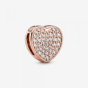 Pave Heart Clip Charm Rose gold plated 788684C01