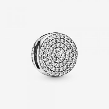 Round Pave Clip Charm Sterling silver 797583CZ