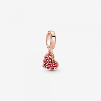 Red Pave Tilted Heart Dangle Charm 789404C02