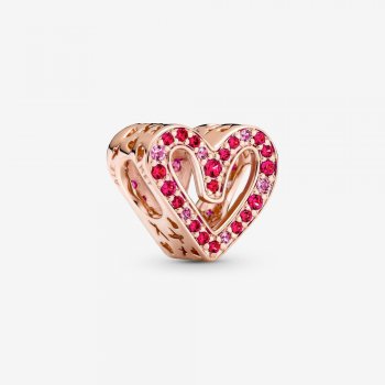 Sparkling Ruby Red & Pink Freehand Heart Charm 788692C02