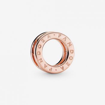 Pandora Logo Circle Clip Charm Rose gold plated 787598