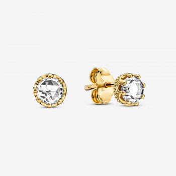 Clear Sparkling Crown Stud Earrings Gold plated 268311C01