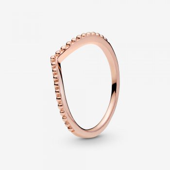 Beaded Wishbone Ring Rose gold plated 186315