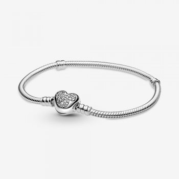 Disney Pandora Moments Mickey Mouse Heart Clasp Snake Chain Bracelet 599299C01