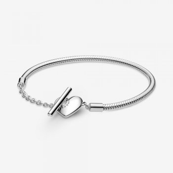 Pandora Moments Heart T-Bar Snake Chain Bracelet Sterling silver 599285C00
