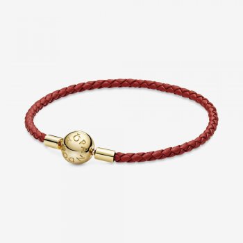 Pandora Moments Red Woven Leather Bracelet 568777C01-S
