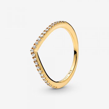 Sparkling Wishbone Ring Gold plated 168758C01