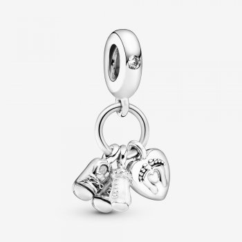 Baby Bottle and Shoes Dangle Charm 798106CZ