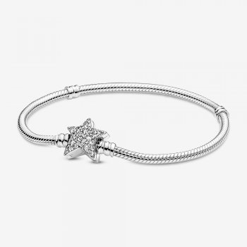 Pandora Moments Asymmetric Star Clasp Snake Chain Bracelet 599639C01