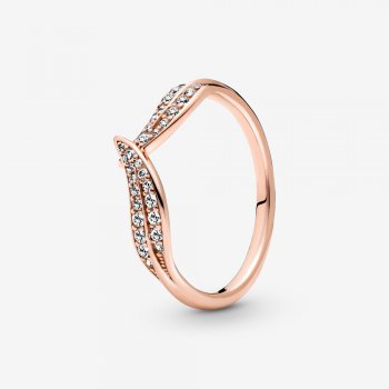 Sparkling Leaves Ring Rose gold plated 189533C01