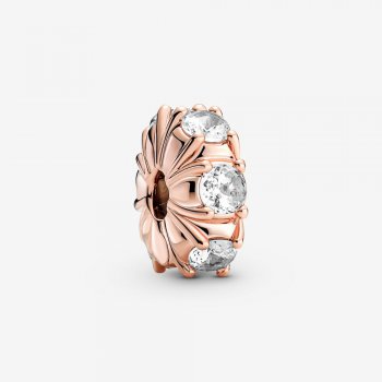 Long Pronged Sparkling Clip Charm Rose gold plated 780046C01