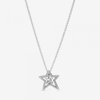 Pave Asymmetric Star Collier Necklace 390020C01