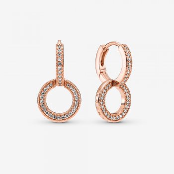 Sparkling Double Hoop Earrings Rose gold plated 289052C01