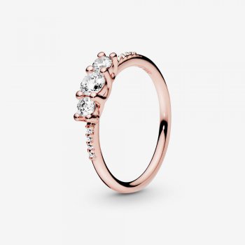 Clear Three-Stone Ring Rose gold plated 186242CZ