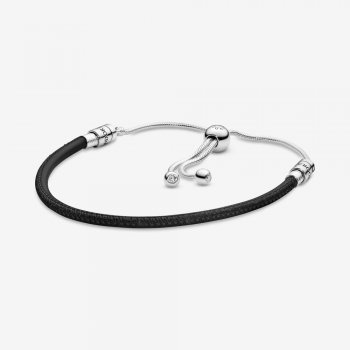 Pandora Moments Black Leather Slider Bracelet 597225CBK