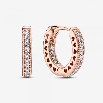 Pave Heart Hoop Earrings Rose gold plated 286317C01
