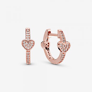 Pave Heart Hoop Earrings Rose gold plated 287290CZ
