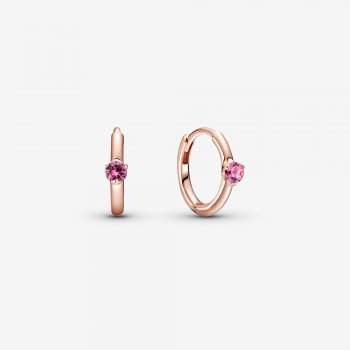 Pink Solitaire Huggie Hoop Earrings 289304C03