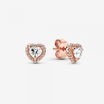 Sparkling Elevated Heart Stud Earrings Rose gold plated 288427C01