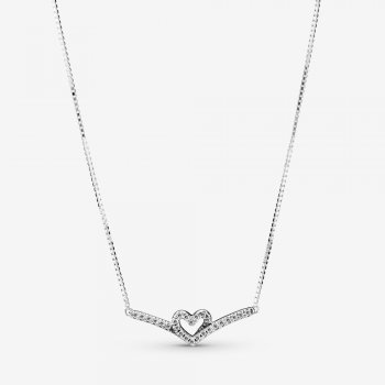 Sparkling Wishbone Heart Collier Necklace 399273C01