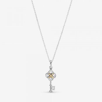 Two-tone Key & Flower Necklace 399339C01