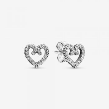 Heart Swirl Stud Earrings 297099CZ