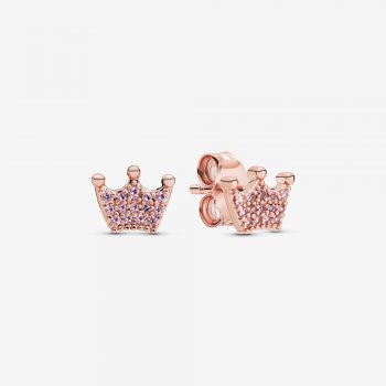 Pink Crown Stud Earrings 287127NPO