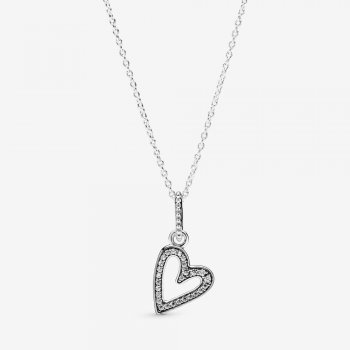 Sparkling Freehand Heart Pendant Necklace 398688C01