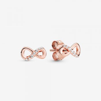 Sparkling Infinity Stud Earrings Rose gold plated 288820C01