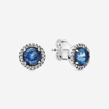 Blue Round Sparkle Stud Earrings 296272C01