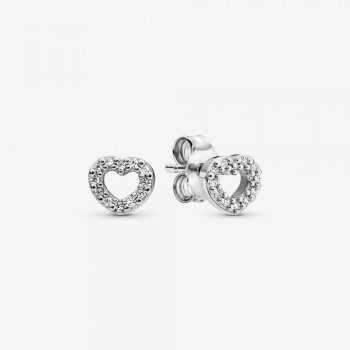 Open Heart Stud Earrings Sterling silver 290528CZ