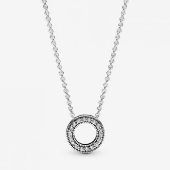 Pandora Logo Pave Circle Collier Necklace Sterling silver 397436CZ