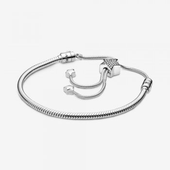 Pandora Moments Pave Star and Snake Chain Sliding Bracelet 598528C01