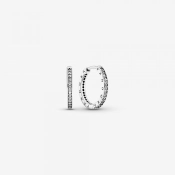Sparkle & Pandora Logo Hoop Earrings 290558CZ