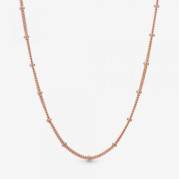 Beaded Chain Necklace Rose gold plated 387210