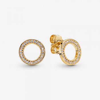 Sparkling Circle Stud Earrings Gold plated 268649C01