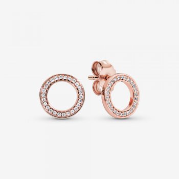 Sparkling Circle Stud Earrings Rose gold plated 280585CZ