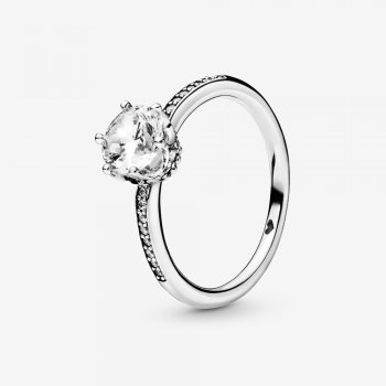 Clear Sparkling Crown Solitaire Ring Sterling silver 198289CZ