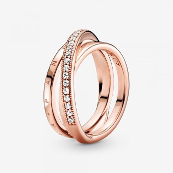Crossover Pave Triple Band Ring Rose gold plated 189057C01
