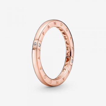 Logo & Hearts Ring Rose gold plated 189482C01