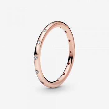 Simple Sparkling Band Ring Rose gold plated 180945CZ