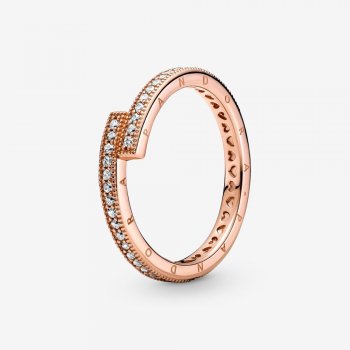 Sparkling Overlapping Ring Rose gold plated 189491C01