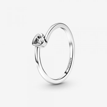 Clear Tilted Heart Solitaire Ring 199267C02