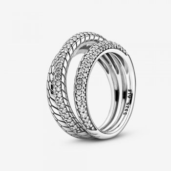 Triple Band Pave Snake Chain Pattern Ring 199083C01